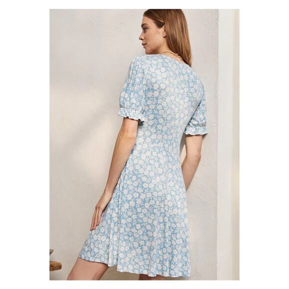 Boden Blue&Pink V Neck Jersey Midi Dress Sz.12L - Picture 2 of 13